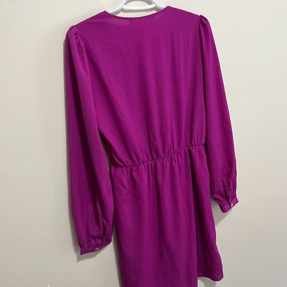 Honey Belle Faux Wrap Hot Pink Elastic Waistband Dress Size S - Picture 5 of 11